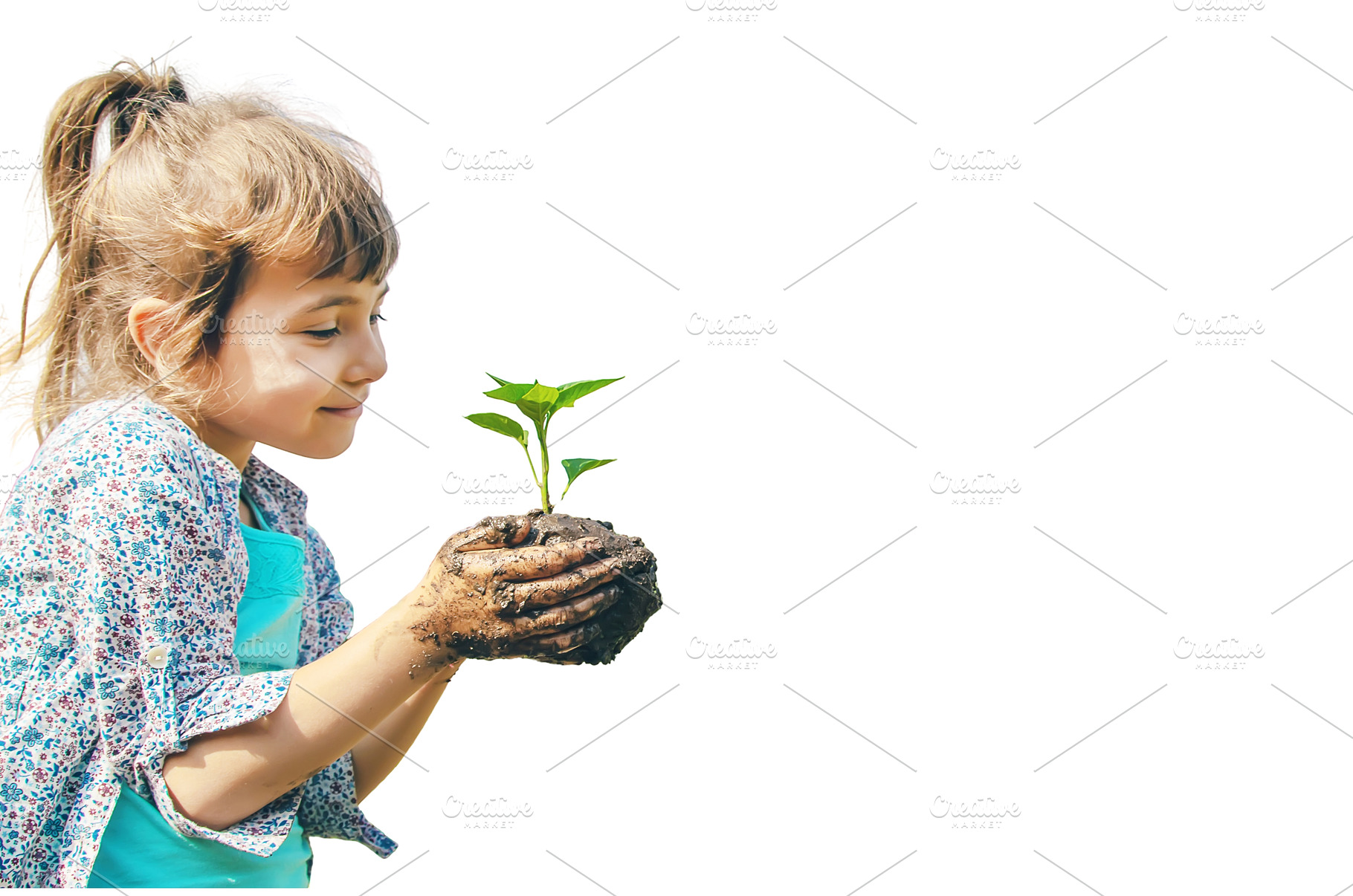 child plants and watering plants in, a Nature Photo by yanadjana