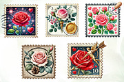 Valentine Rose Postage Stamp Clipart, an Illustration by CreationArt (Thumbnail 5 of 5)