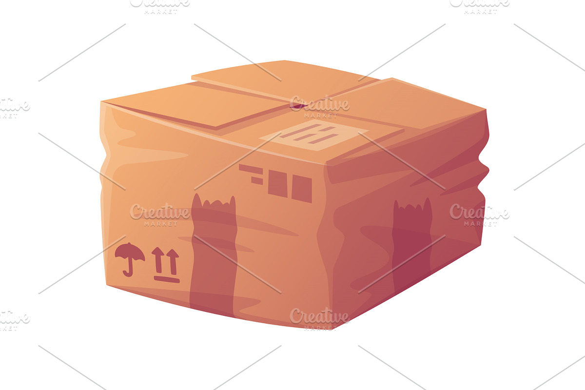 Crumpled Cardboard Box as Packaging, an Object Illustration by TopVectors