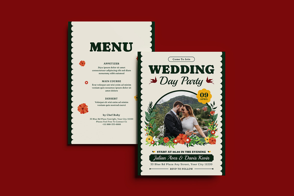 Flowrist Couple Wedding Invitation, an Invitation Template by iDoodle Studio (Photo 1 of 4)