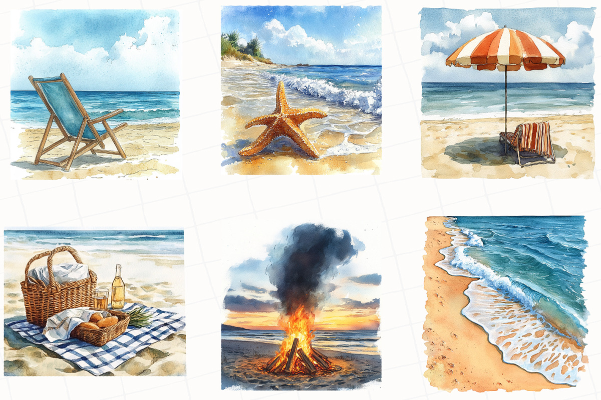 Summer Beach Views Clipart, an Illustration by OK Design (Photo 3 of 5)