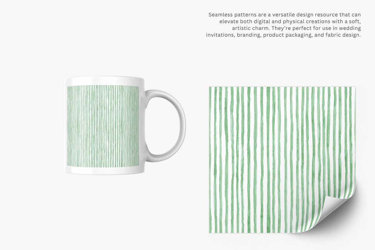 green stripes watercolor pattern, a Pattern Graphic by Pink Studio Art (Photo 3 of 5)