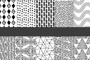 Seamless Pattern Hand Drawn B&W