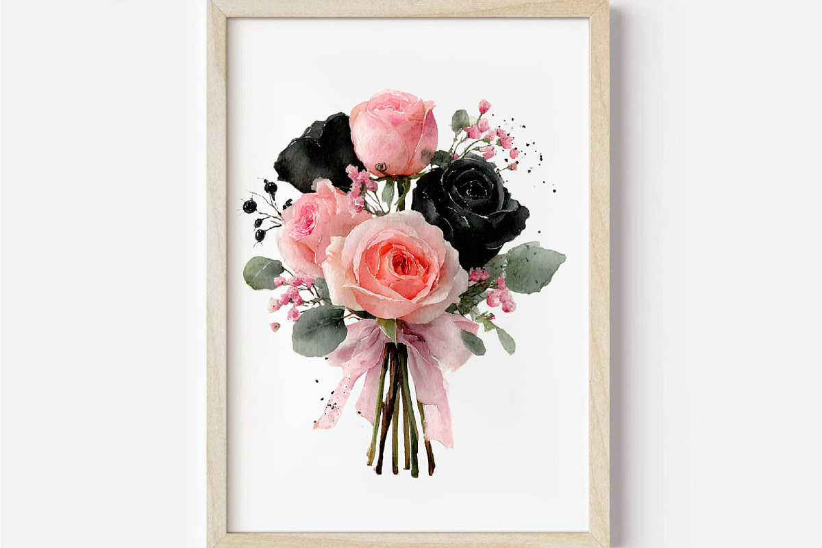 Black Pink Rose Valentine Clipart Bu, an Illustration by Designworld (Photo 6 of 7)
