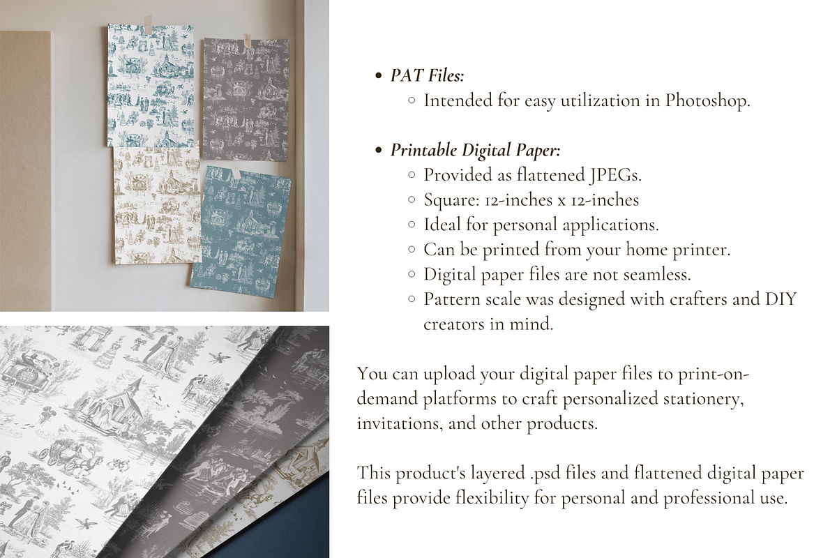 Classic Wedding Toile de Jouy Print, a Background Graphic by Hughes Studio (Photo 5 of 6)