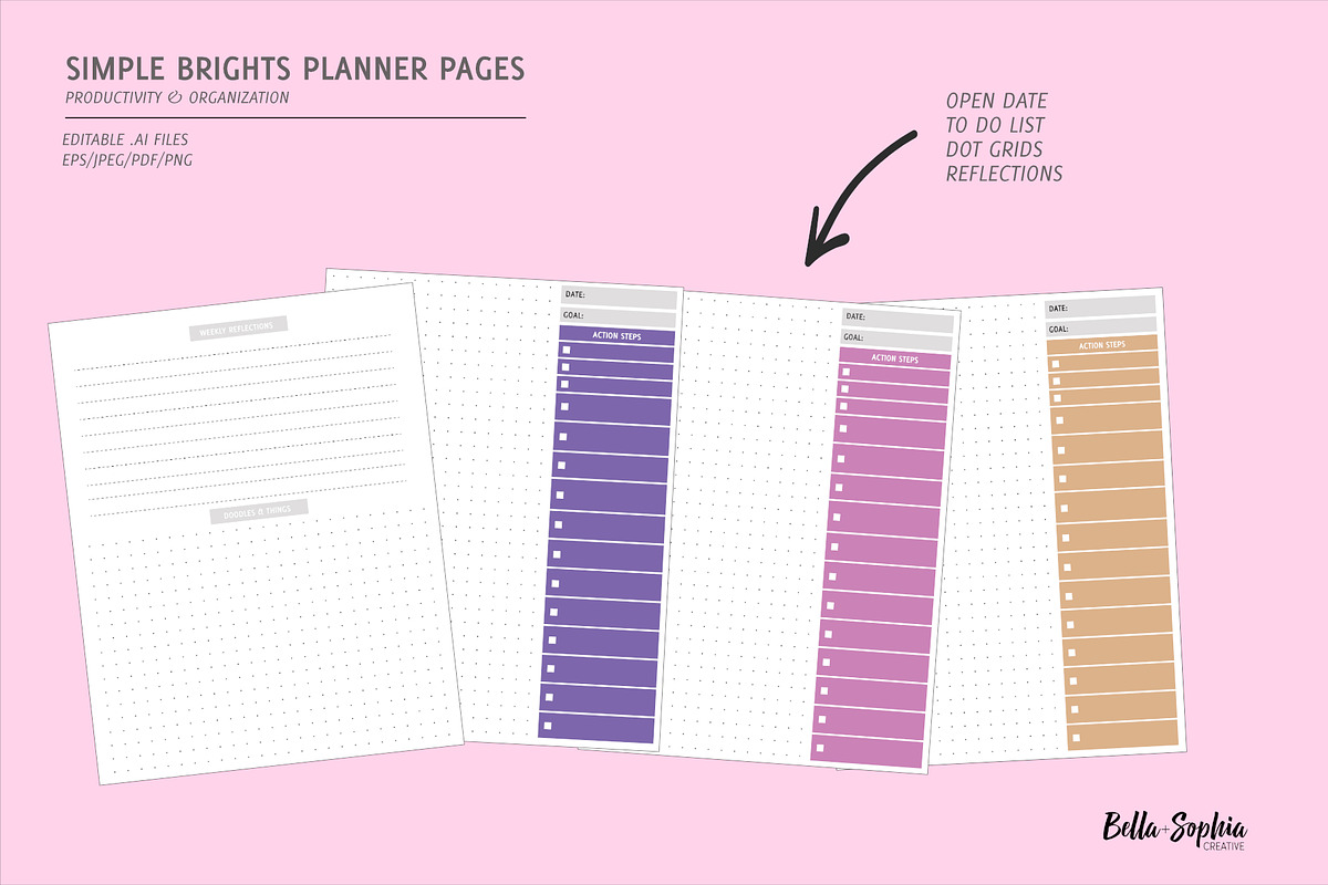 EDITABLE: Brights Planner Pages, a Stationery Template by Bella+Sophia Creative (Photo 2 of 3)