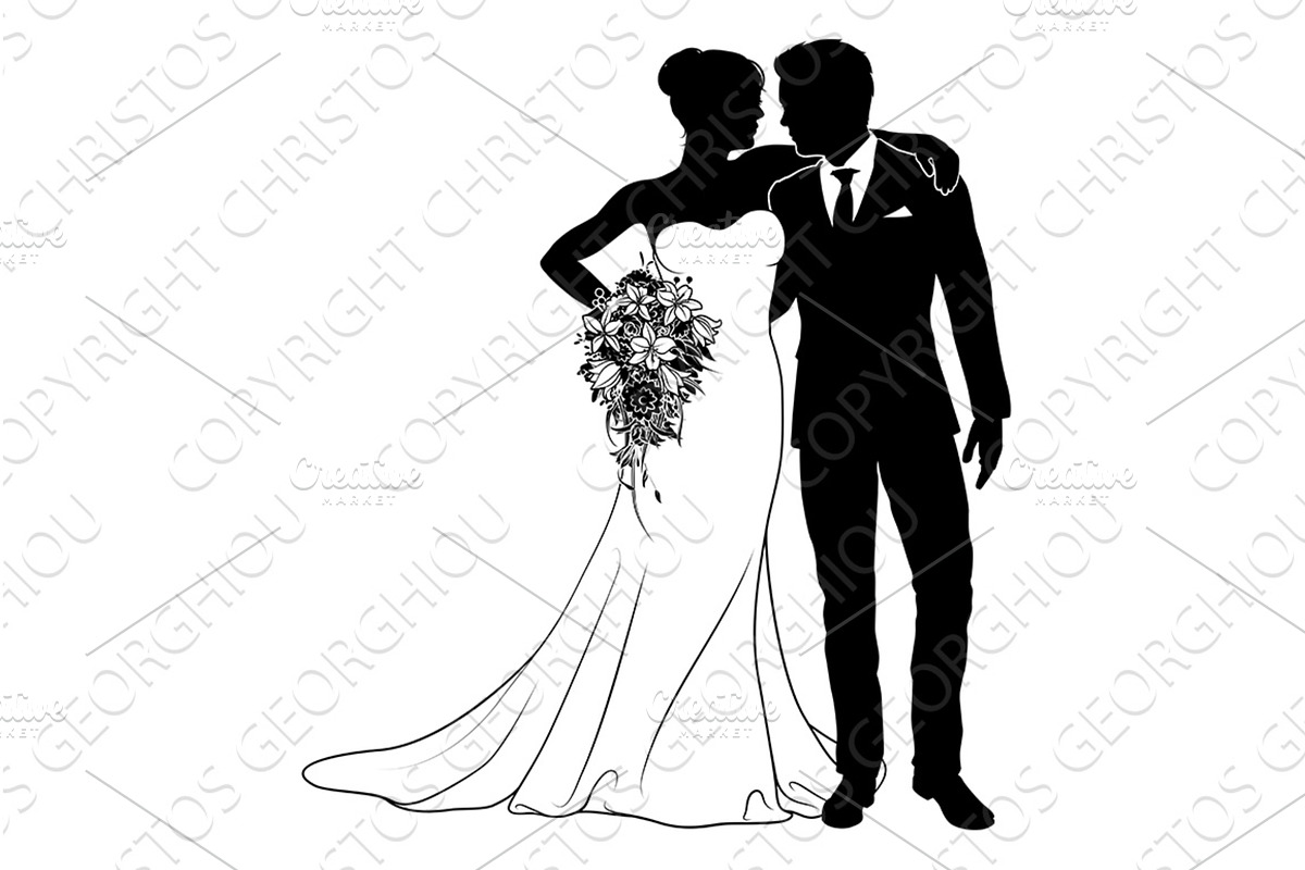 Bride And Groom Couple Wedding Dress, an Illustration by Christos Georghiou