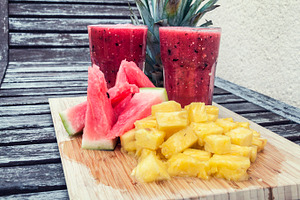 Smoothie of watermelon and pineapple stock photo containing smoothie and fruit