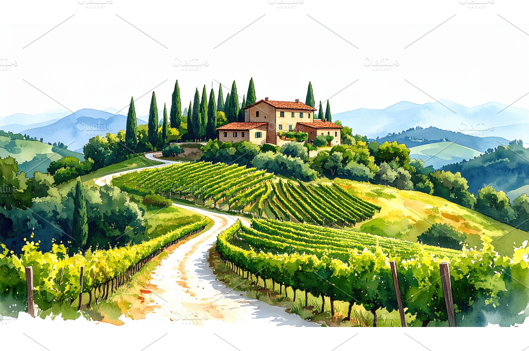 A Tuscan villa on a hill surrounded, a Nature Photo by Igor Tichonow