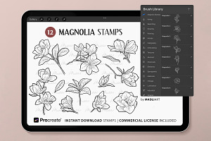 Magnolia Flower Procreate Stamps