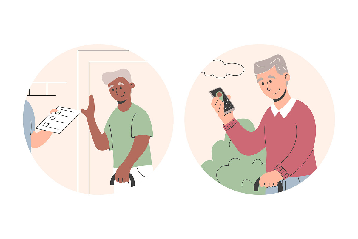 Elderly Care Vector flat Set, a Person Illustration by EeKayStore (Photo 4 of 5)