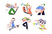 Courier delivery service set, a Person Illustration by PaperTrident (Thumbnail 1 of 7)