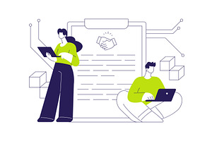 Smart contract abstract concept, a Technology Illustration by Visual Generation