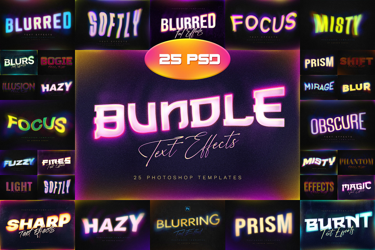 Gradient Blur Text Effects Bundle, a Layer Style Add-On by Andrew Skoch Design (Photo 1 of 11)
