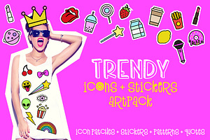 60 Trendy Icons + Stickers Artpack