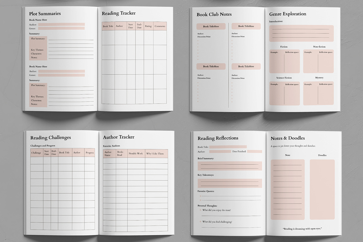Reading Journal Template, a Stationery Template by MightyDesign (Photo 3 of 6)