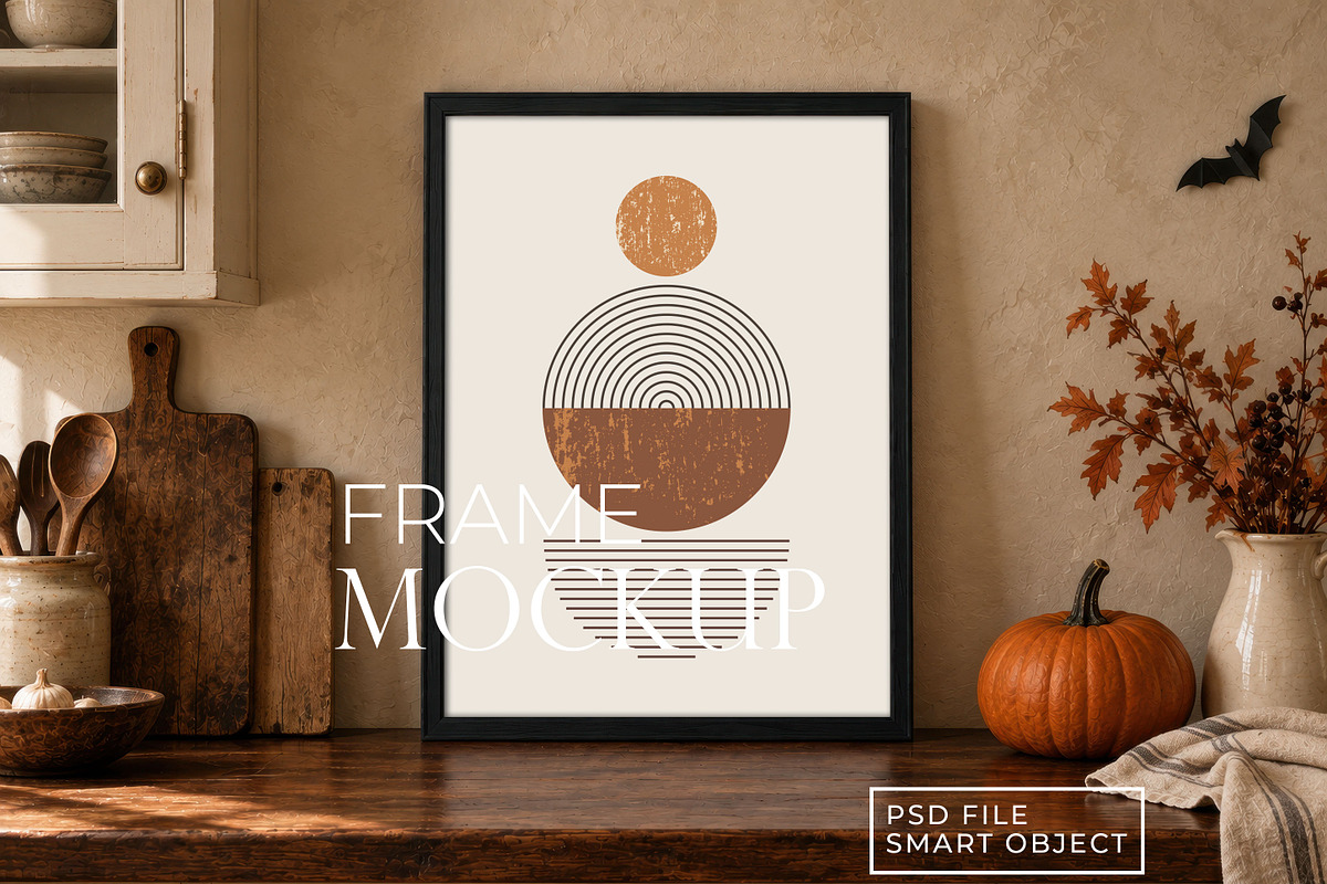 Autumn Kitchen Potrait Frame Mockup, a Household Mockup by AYAKA Studio Co. (Photo 4 of 5)