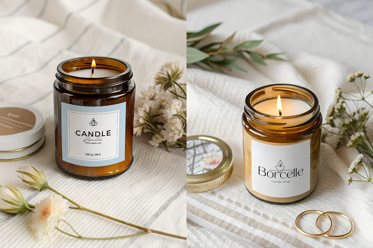 Amber Glass Candle Mockup, a Product Mockup by TatiMockup (Photo 3 of 3)