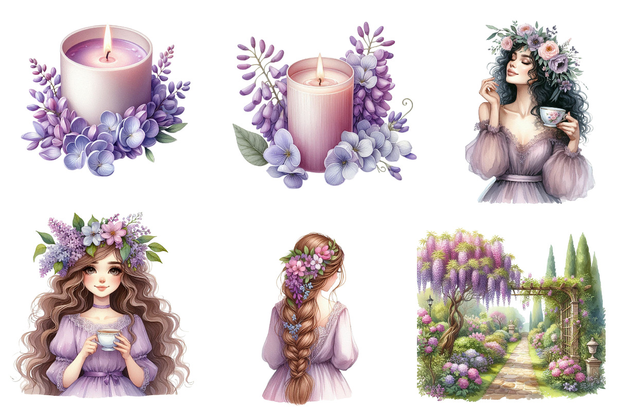 Wisteria Floral Garden Spring Clipar, an Illustration by CreationArt (Photo 4 of 9)