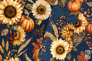 Denim Fall Sunflowers Digital Papers, a Pattern Graphic by Creative Store (Thumbnail 2 of 5)