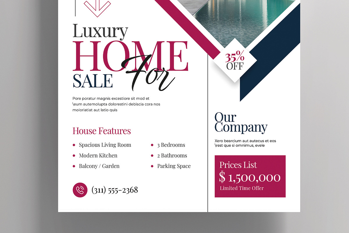 Luxury Home For Sale Flyer Template, a Flyer Template by MightyDesign (Photo 3 of 6)