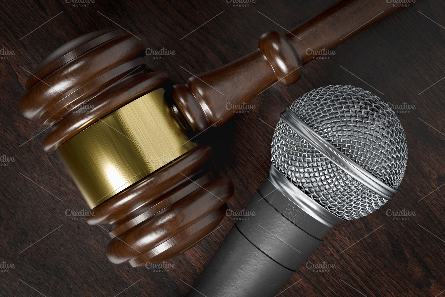 Gavel and Microphone on Wooden Table, a Photo by Andy Dean Photography