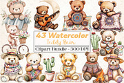 Teddy Bear Boho Clipart, an Illustration by DreamCafeArt (Thumbnail 1 of 5)