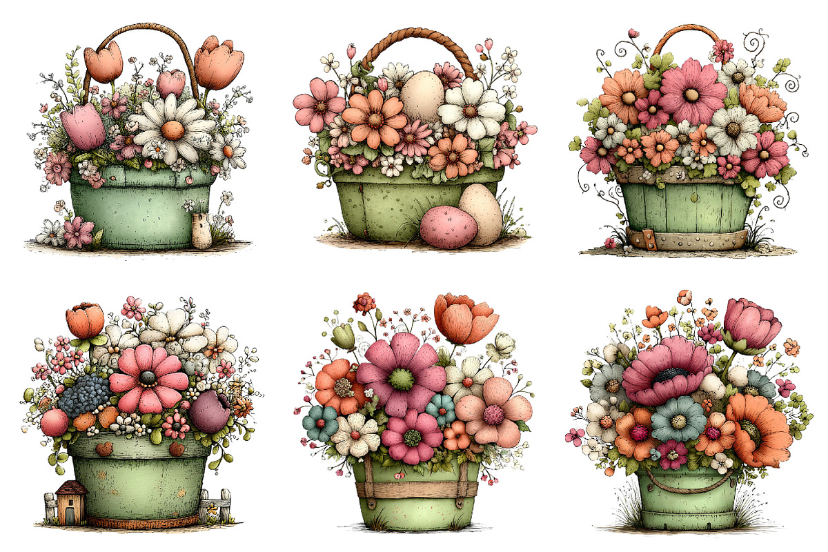 Whimsical Spring Flower Basket, an Illustration by Dream Creation (Photo 5 of 6)