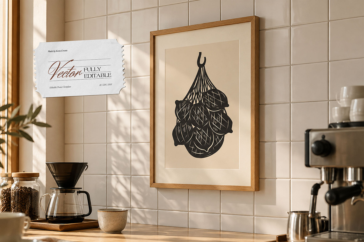 Linocut Kitchen | Poster Builder, an Object Graphic by KetteCreate (Photo 8 of 16)