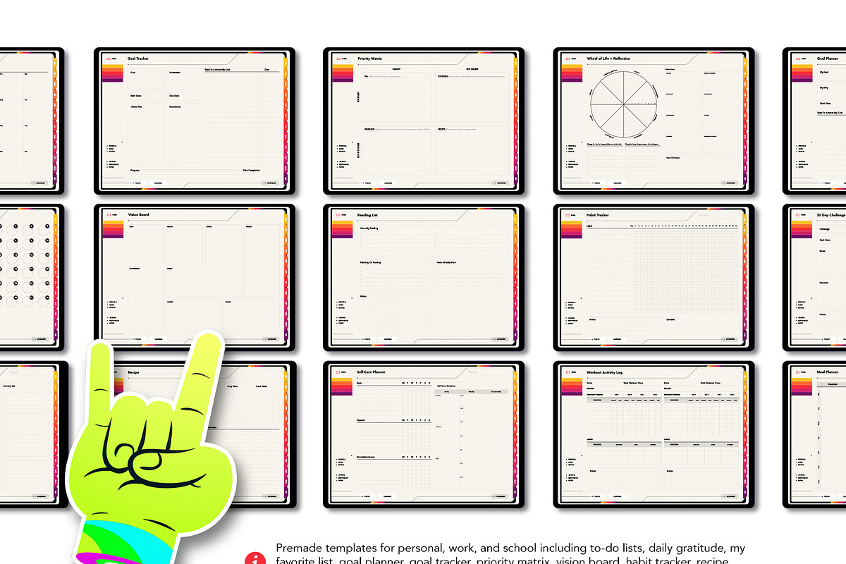 Life+ Supr Undated Digital Planner, a Presentation Template by Bichin (Photo 5 of 9)