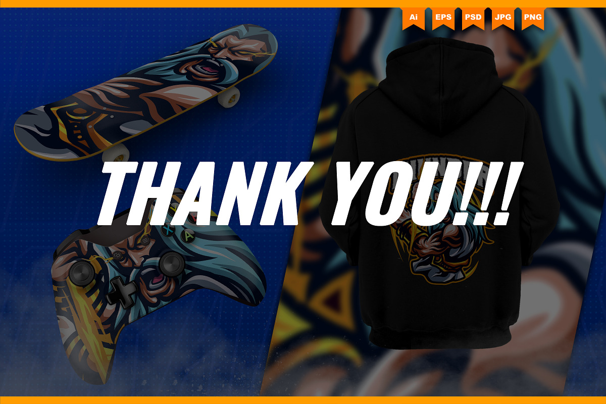 Zeus Thunder God -Mascot Esport Logo, a Branding & Logo Template by FNR Graphics (Photo 5 of 5)