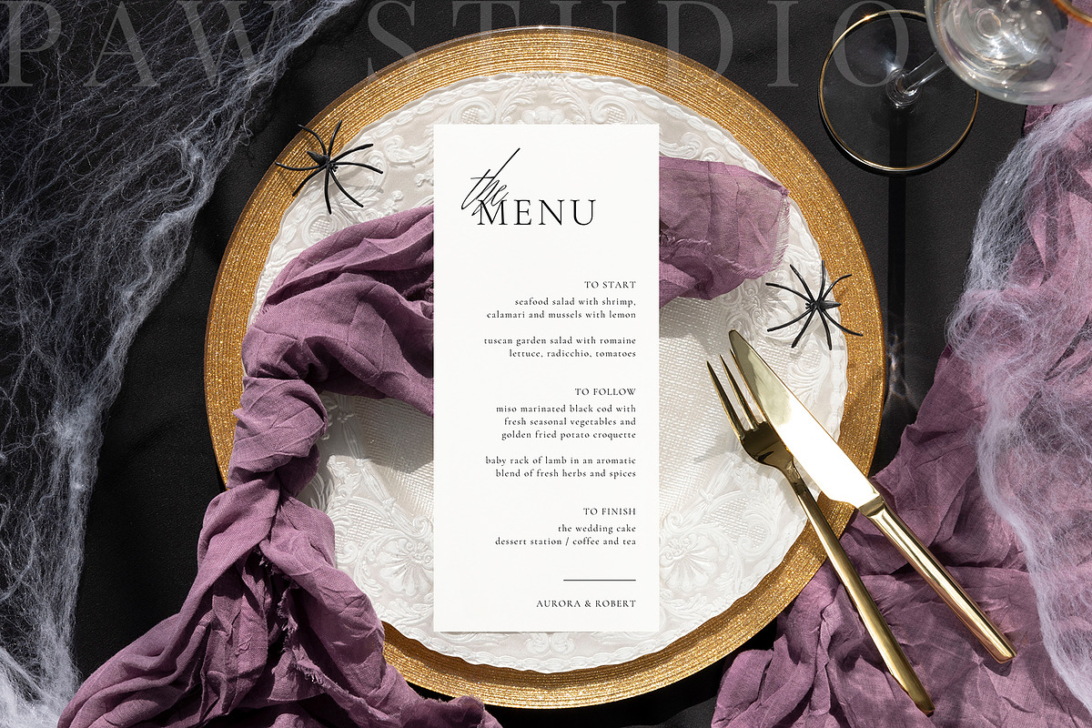 Halloween Card Mockup 4x9 Menu fall, an Advertising Mockup by PawMockups (Photo 5 of 10)