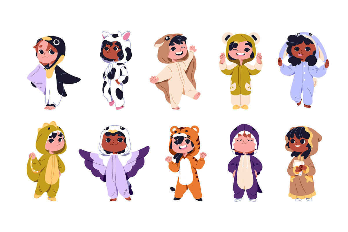 Cute children in kigurumi set, a Person Illustration by PaperTrident (Photo 1 of 6)