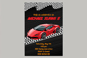 Racing Car Birthday Invitation Card, an Invitation Template by Visual Designs (Thumbnail 2 of 3)