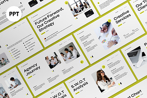 White Yellow Business Strategy PPT, a Presentation Template by graphicook