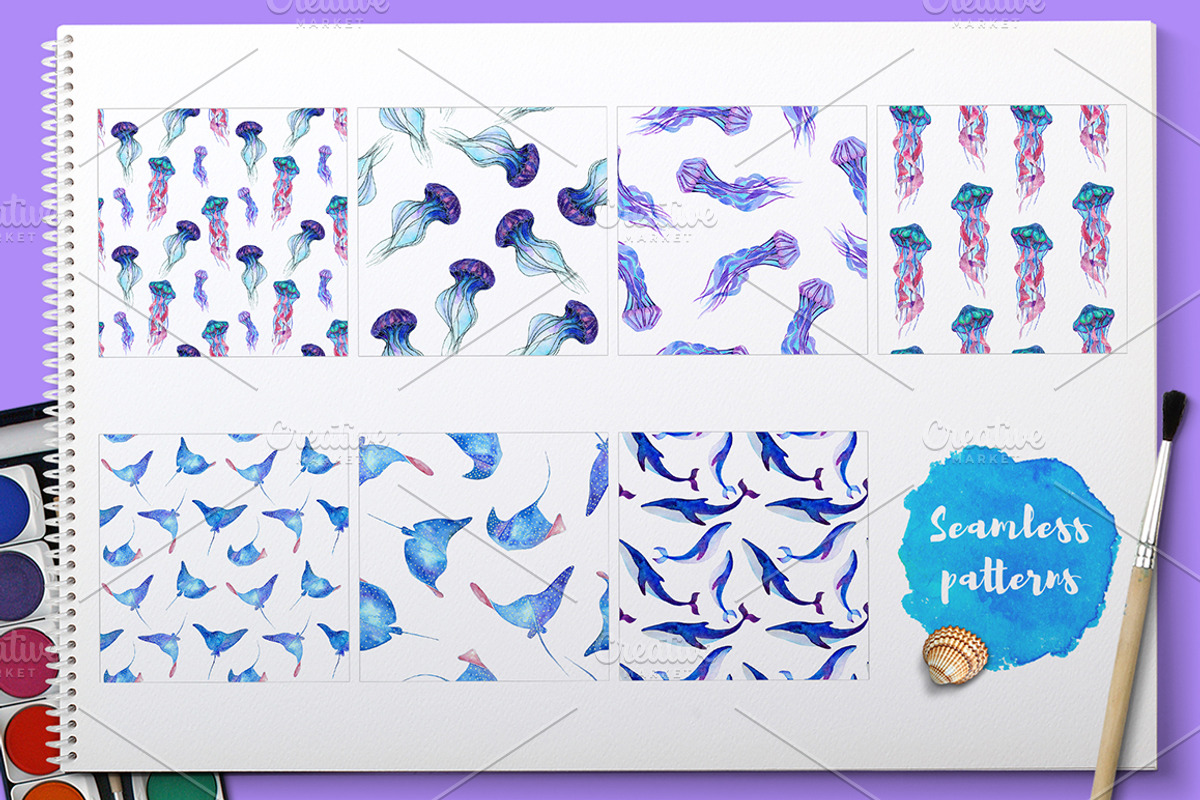 Sea Life. Watercolor set, an Animal Illustration by Librebird (Photo 3 of 6)