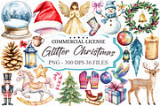 Glitter Christmas Sublimation Clipar, an Illustration by designcity5 (Thumbnail 1 of 5)