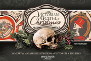 Victorian Goth Christmas Linocuts, a Decorative Illustration by WhiteRiverStudio (Thumbnail 1 of 10)