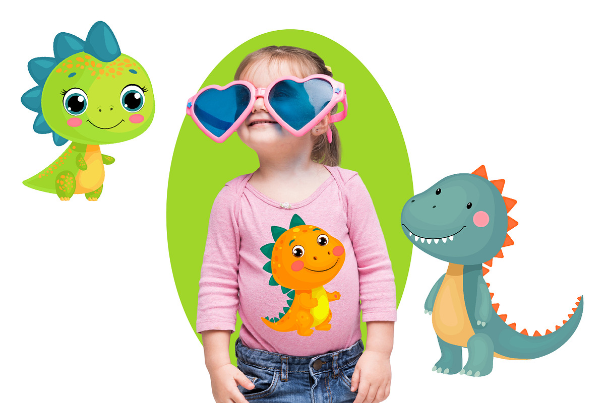 Dino Fun Pack Clipart & Patterns, an Illustration by ChubbyBunny Art (Photo 5 of 5)