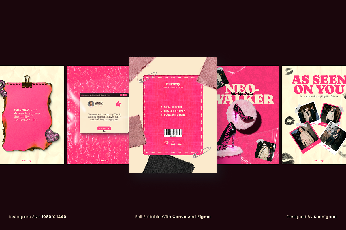 PINKNOISE Brutalist Social Media Kit, a Social Media Template by Sooni Gaad (Photo 3 of 10)