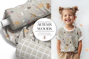 Autumn Woods — seamless patterns, a Pattern Graphic by PROTEA Watercolor Studio