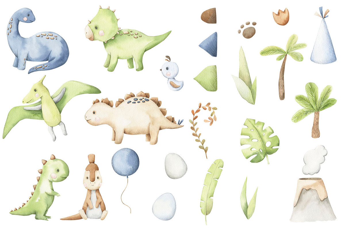 Dinosaurs name creator watercolor, an Illustration by Alesya Pytskaya (Photo 3 of 8)