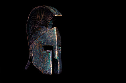 Ancient Spartan bronze helmet