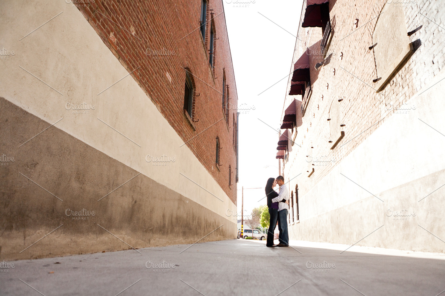 Engagement Couple in Alley Way