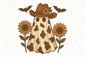 Ghost Western Halloween Spooky Ghost, an Illustration by CraftArtStudio