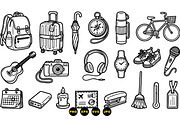 Travel Essentials Line Art Set, an Illustration by designvectx (Thumbnail 3 of 3)