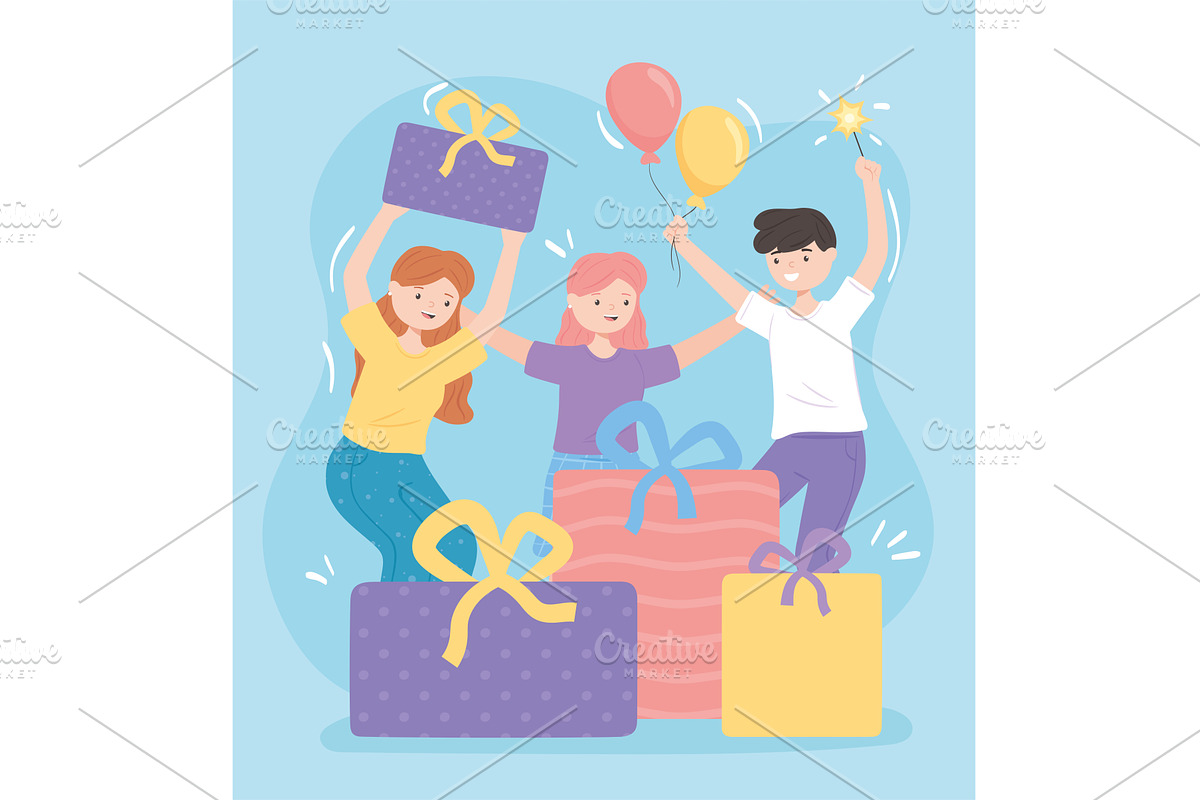 celebrating people with gifts, a Person Illustration by studiogstock