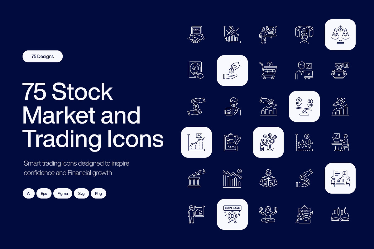 Stock Market and Trading Icon Set, an Outline Icon by Prosymbols (Photo 1 of 7)
