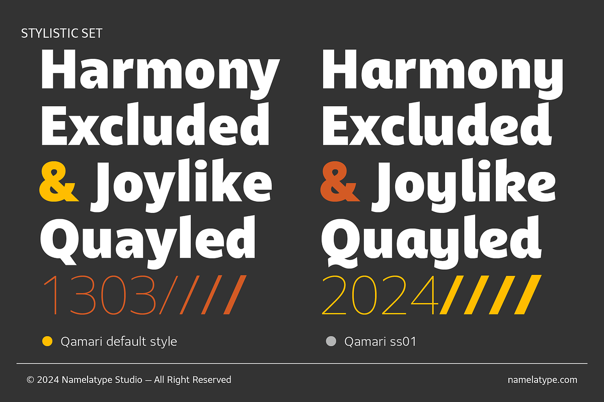 Qamari - Sans Serif Font Family, a Sans Serif Font by Namela Studio (Photo 7 of 8)