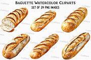 Baguette Watercolor Clipart, an Illustration by Craft Nest (Thumbnail 1 of 6)